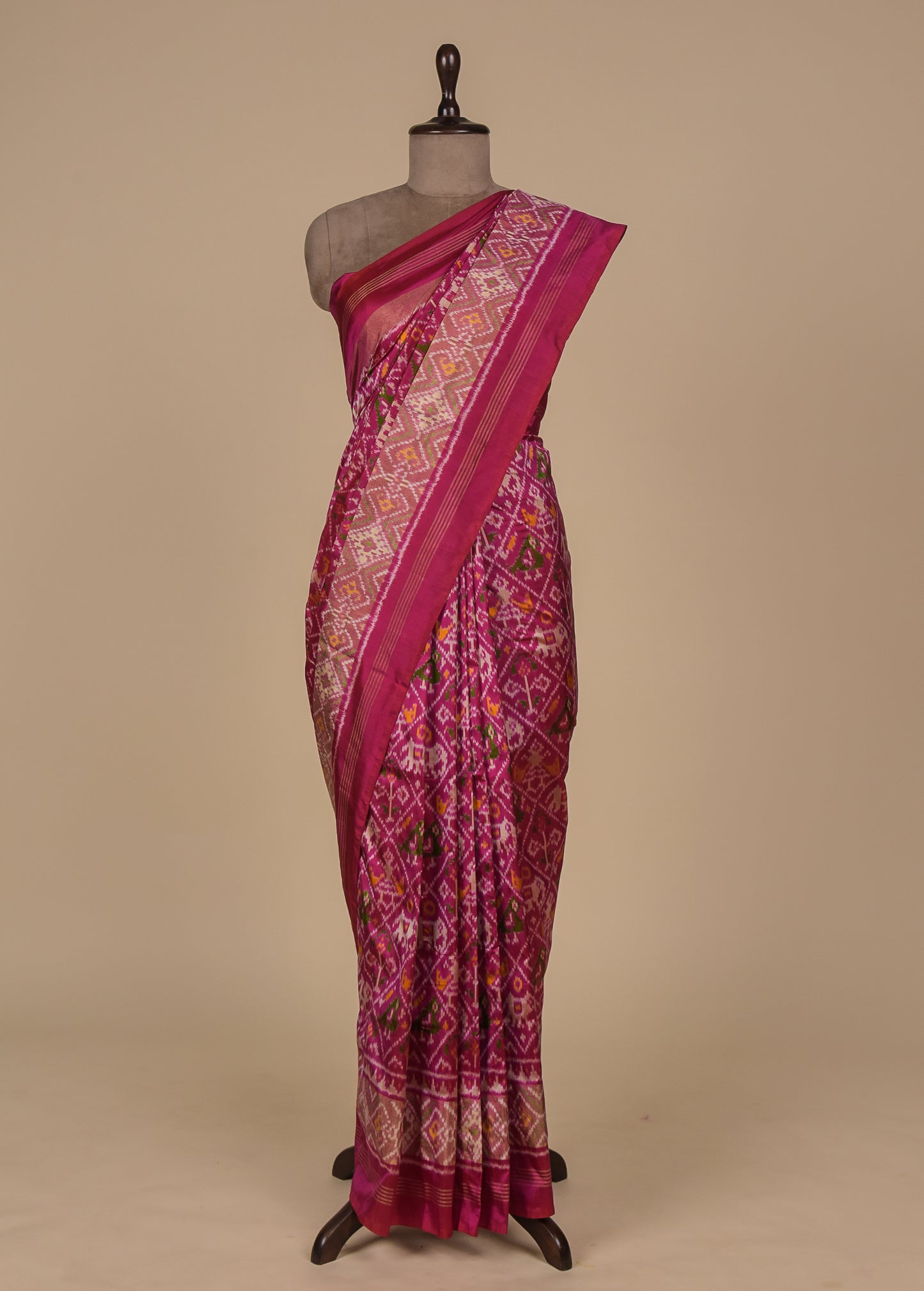 Pink Silk Patola/Ikkat Saree
