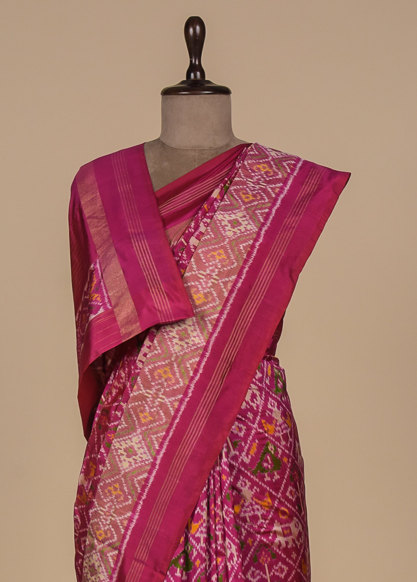 Pink Silk Patola/Ikkat Saree