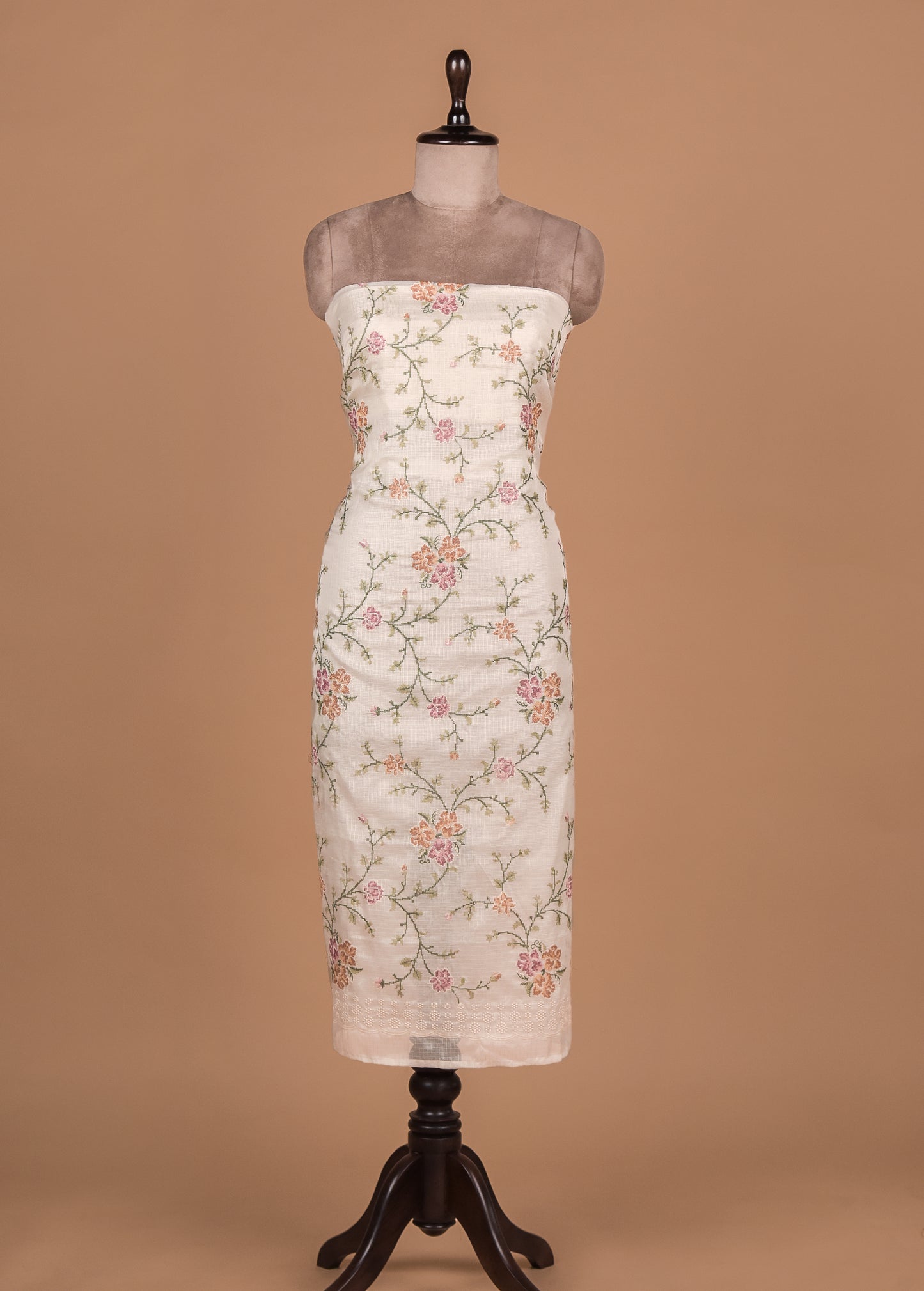 White Kota Cotton Dress Material