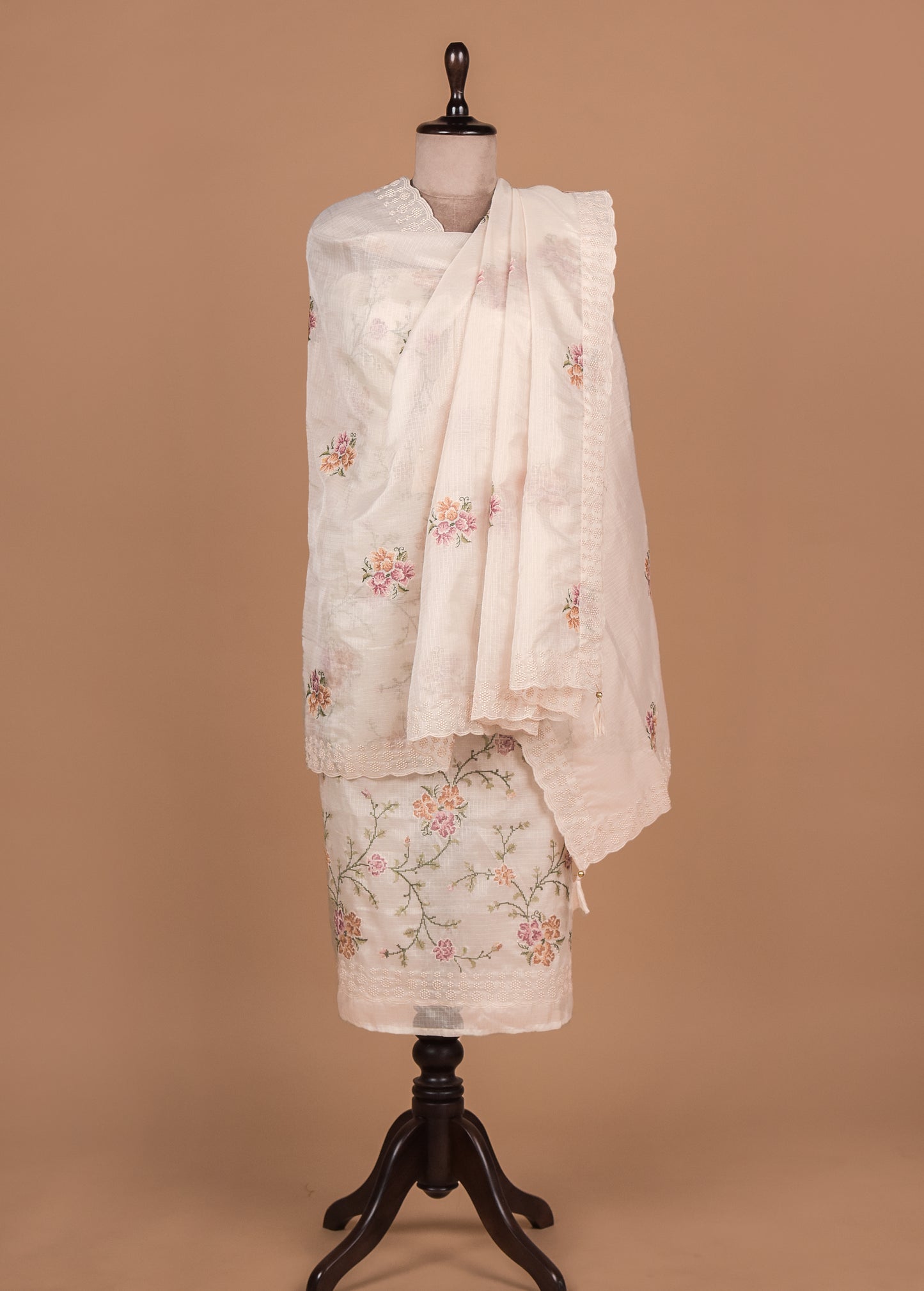 White Kota Cotton Dress Material
