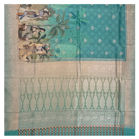 Blue Silk Printed / Soft Silk Saree