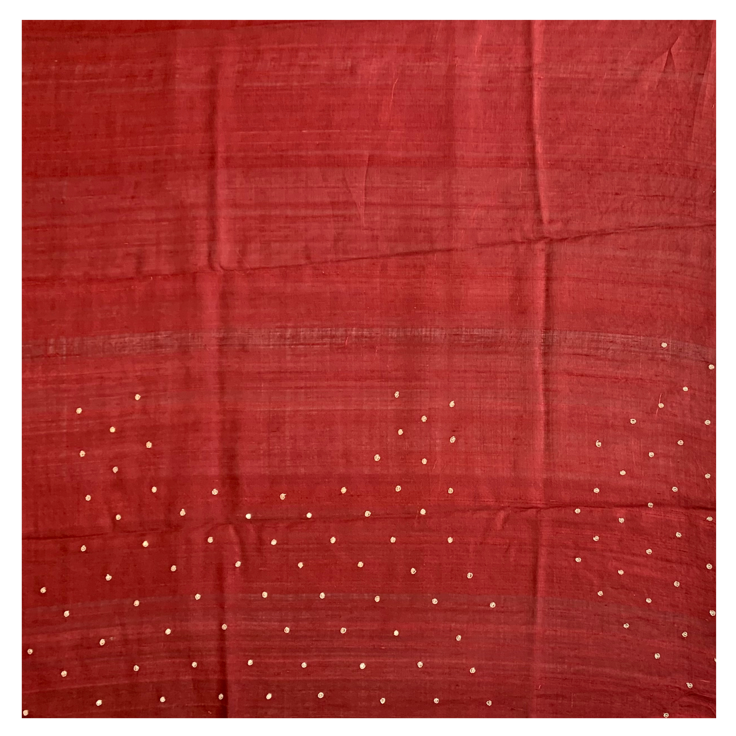Red Tussar Embroidery Saree