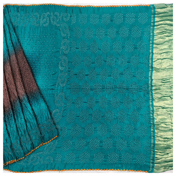 Blue Gajji Silk Bandhani Saree