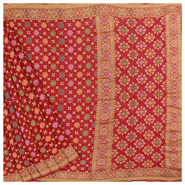 Red Georgette Bandhani Saree