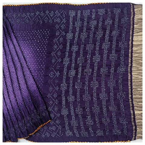 Purple Gajji Silk Bandhani Saree