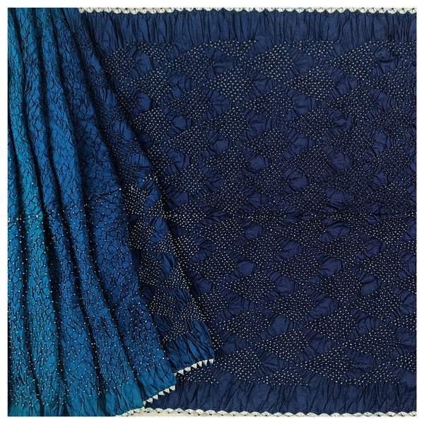 Blue Gajji Silk Bandhani Saree