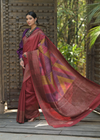 Red Tussar Printed Saree