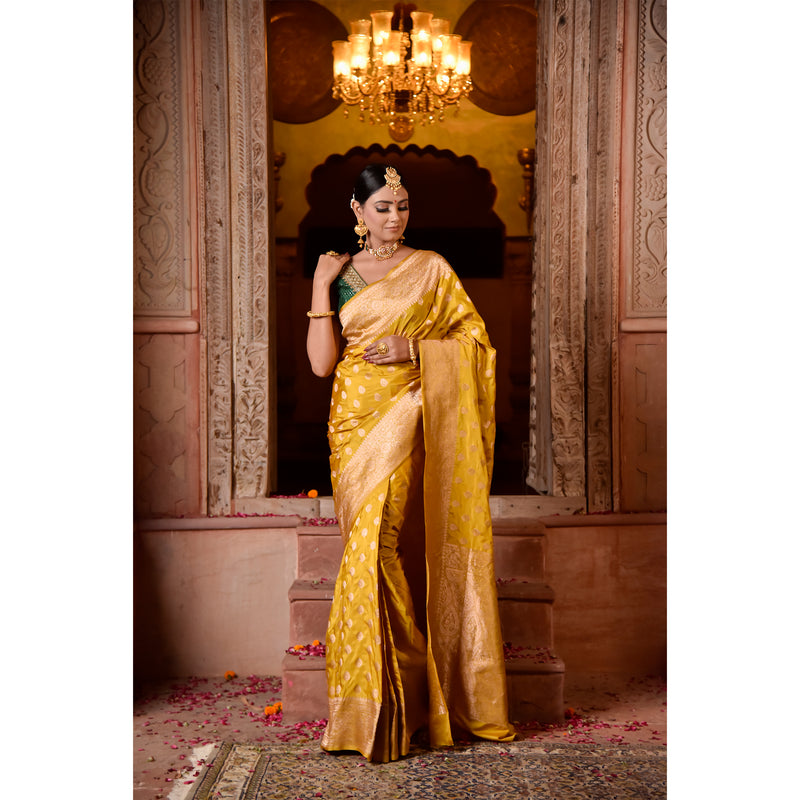 Yellow Silk Banarasi Saree