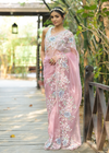 Pink Organza Embroidered Saree