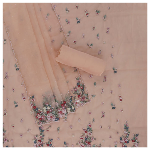 Peach Organza Dress Material