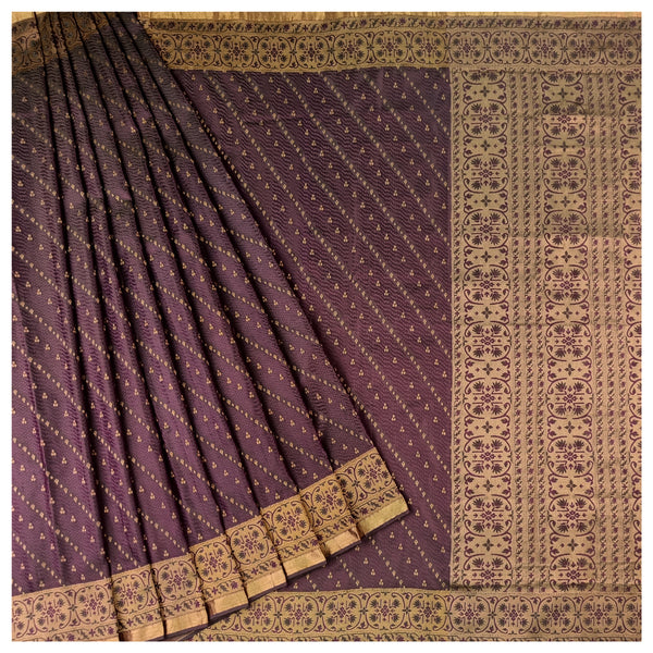 Purple Crepe Silk Kanjeevaram Saree