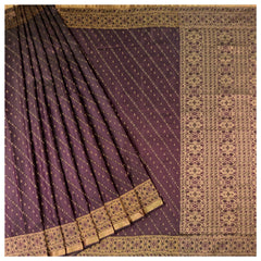 Purple Crepe Silk Kanjeevaram Saree