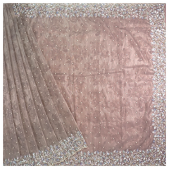 Pink Net Organza Embroidered Saree