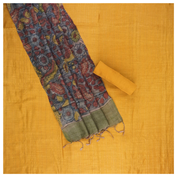 Yellow Tussar Dress Material