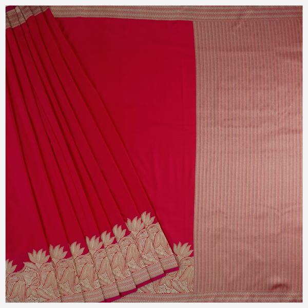 Pink Art Crepe Silk Banarasi Saree