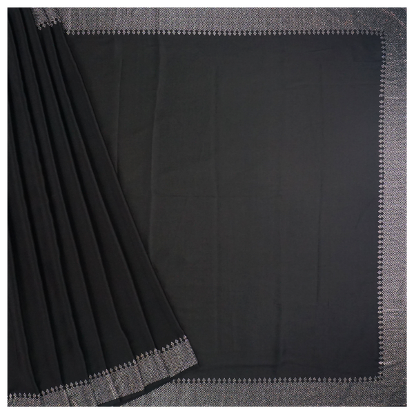 Black Satin Crepe Embroidered Saree
