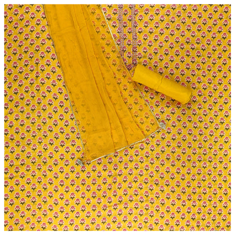 Yellow Crepe Dress Materials