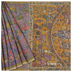 Purple Tussar Printed Saree