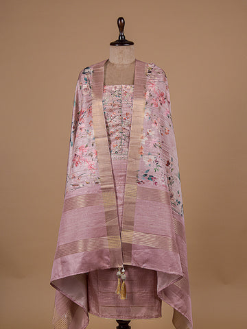 Pink Cotton Tussar Dress Material