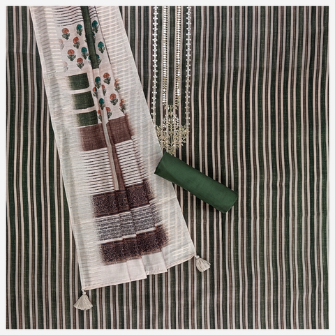 Multicoloured Tussar Cotton Dress Material