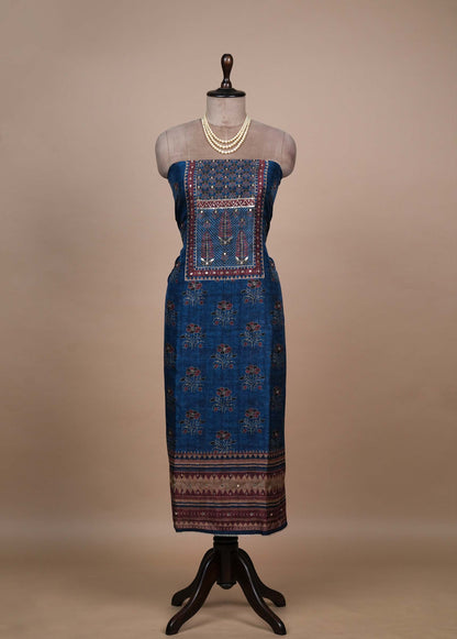 Blue Cotton Silk Dress Material