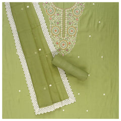 Green Chanderi Dress Material