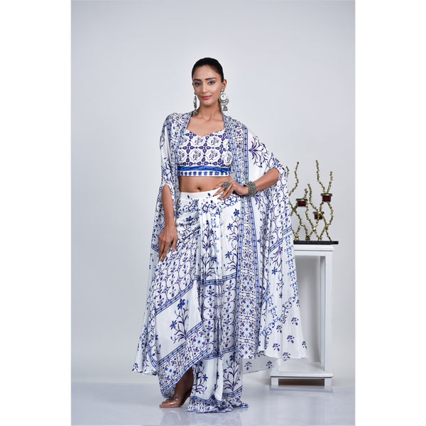 White Cotton Silk Contemprory Dress