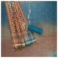 Multicoloured Cotton Tussar Dress Material