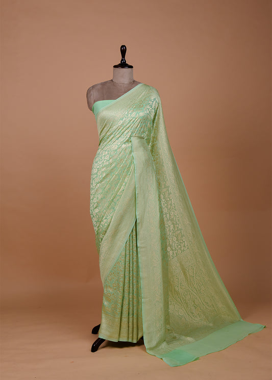 Green Georgette Banarasi Saree