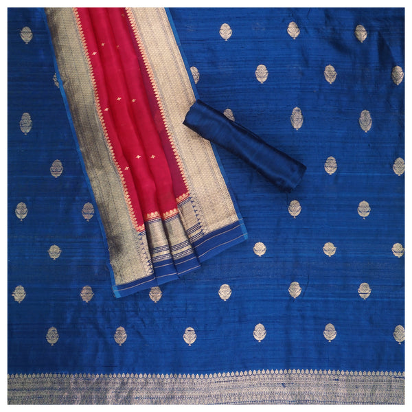 Blue Silk Dress Material