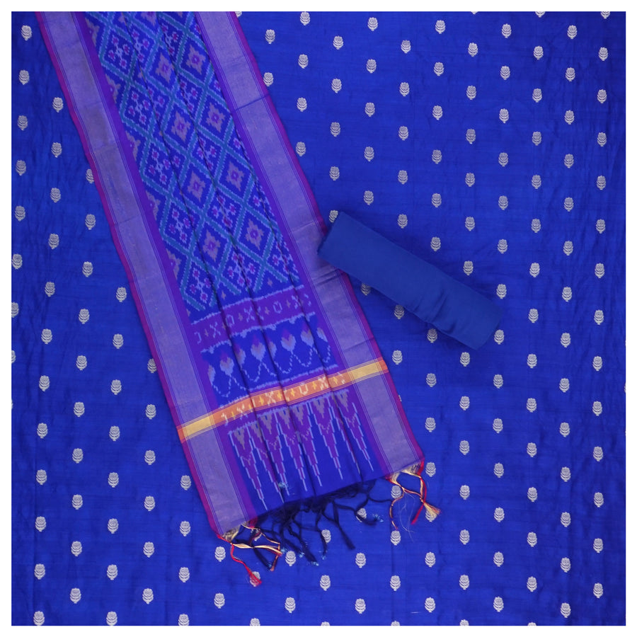 Blue Silk Tussar Dress Material