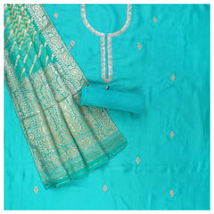 Blue Chanderi Dress Material
