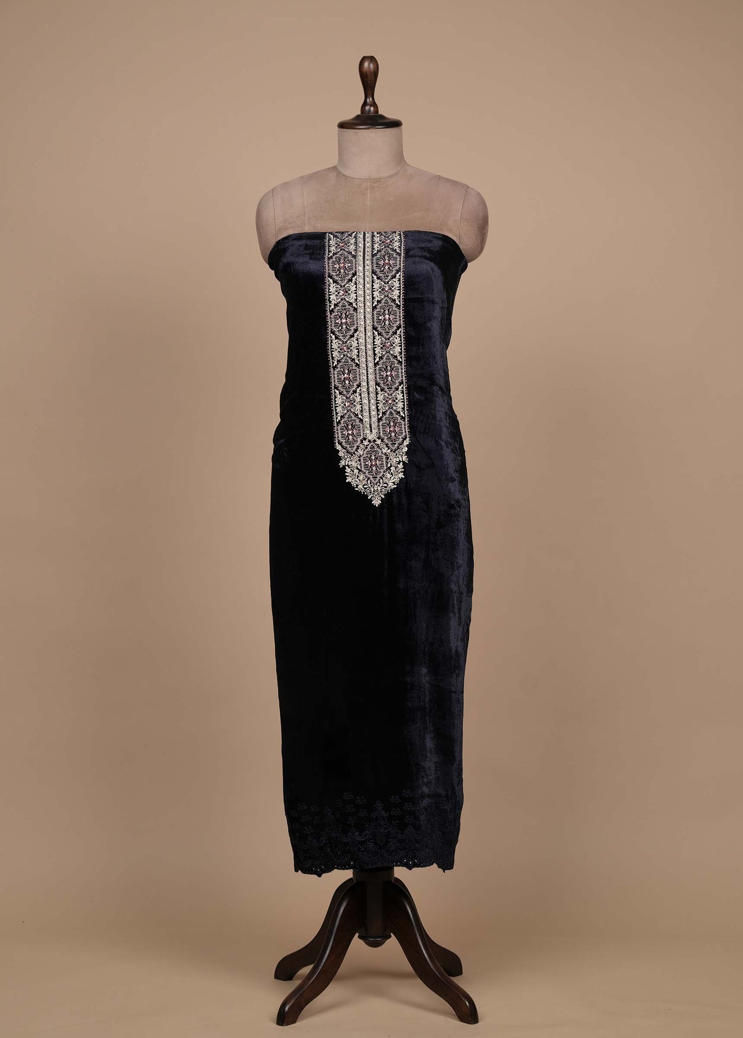 Blue Velvet Dress Material