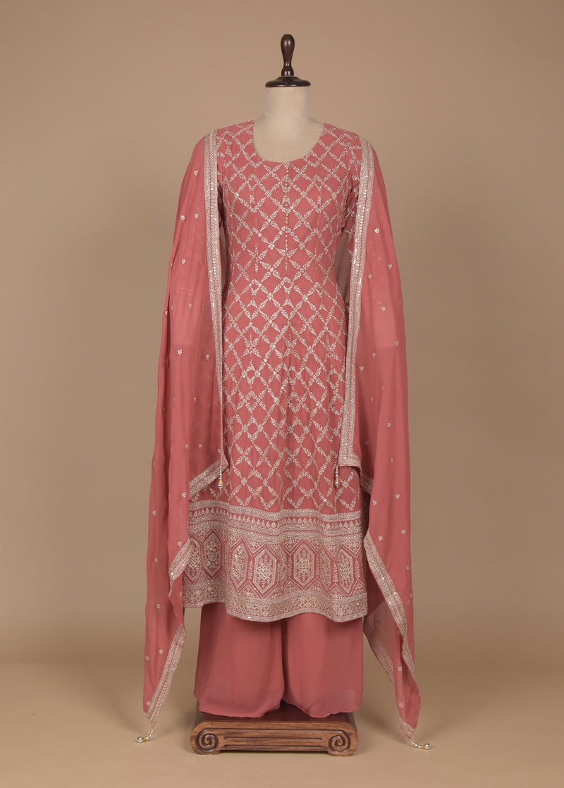 Pink Georgette Straight Set