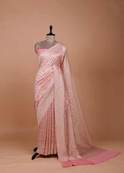 Pink Georgette Banarasi Saree