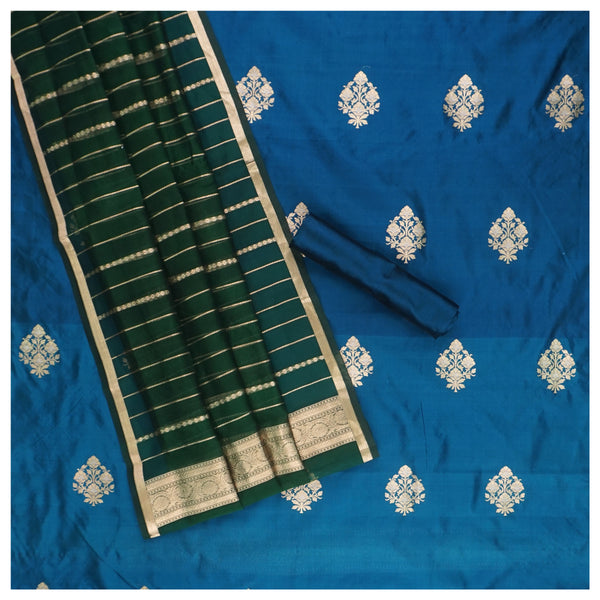 Blue Silk Dress Material