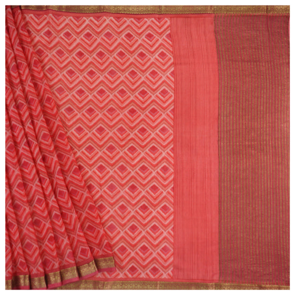 Pink Crepe Printed Saree