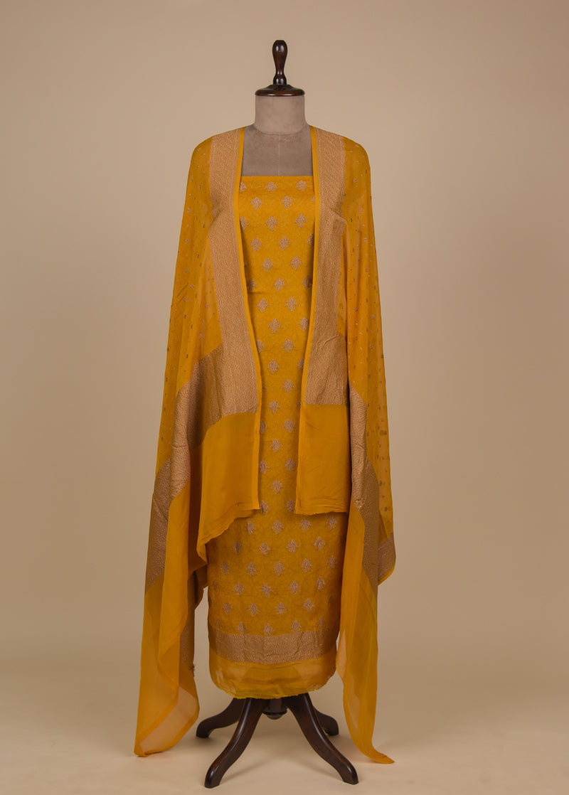 Yellow Georgette Dress Material