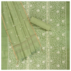 Green Tussar Dress Material