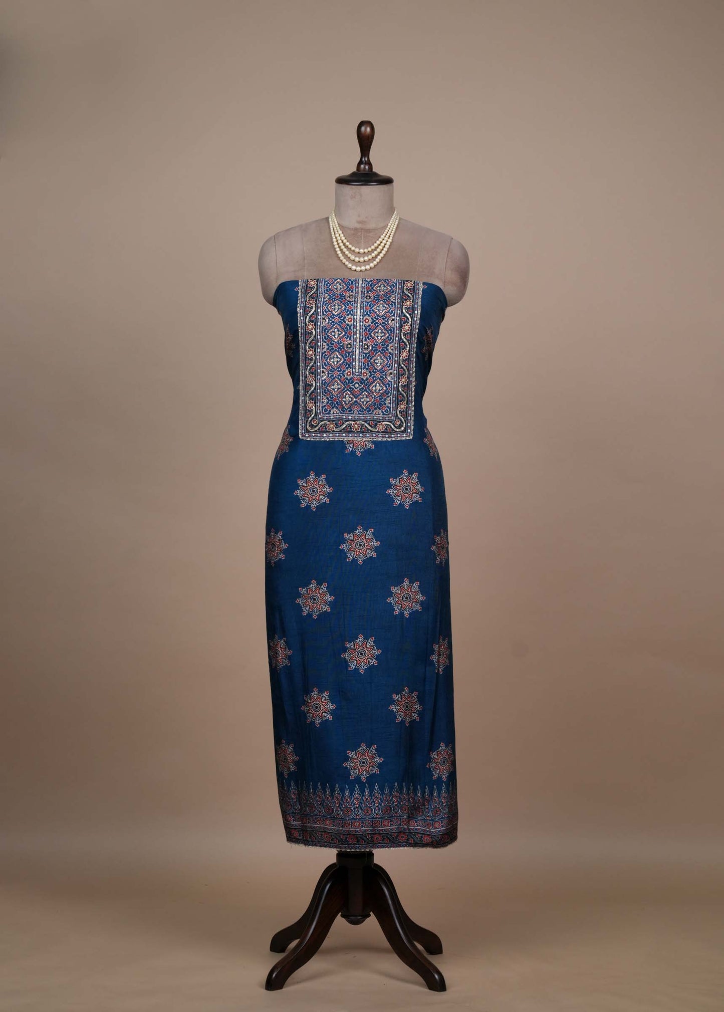 Blue Tussar Dress Material