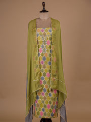 Green Banarasi Cotton Dress Material
