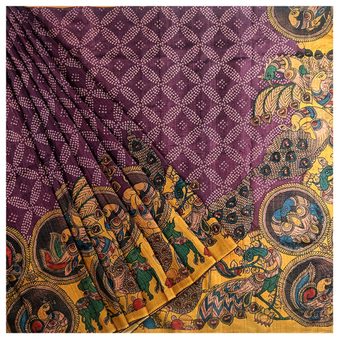 Multicoloured Tussar Printed Saree