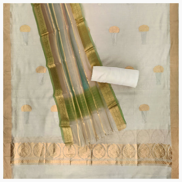 Cream Chanderi Dress Material