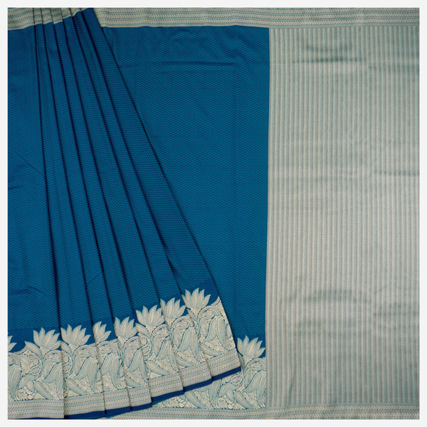 Blue Art Crepe Silk Banarasi Saree