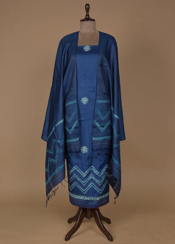 Blue Tussar Dress Material