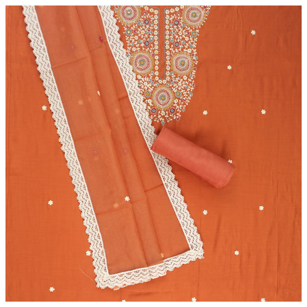 Orange Chanderi Dress Material