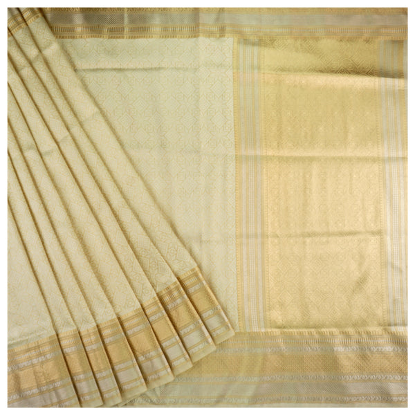 Cream Kora Kanjeevaram Saree