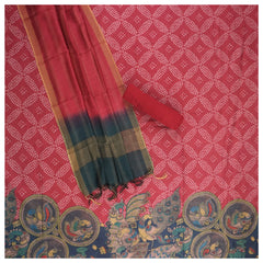 Red Tussar Dress Material