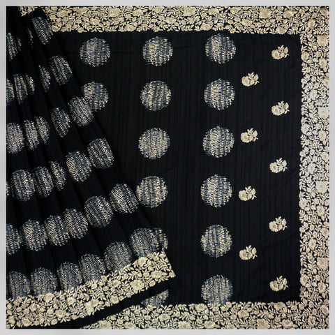 Black Art Tussar Embroidered Saree
