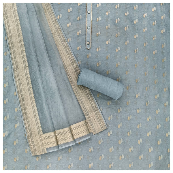 Blue Chanderi Dress Material